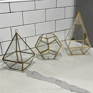 Geometric Glass Terrariums with Gold Frame